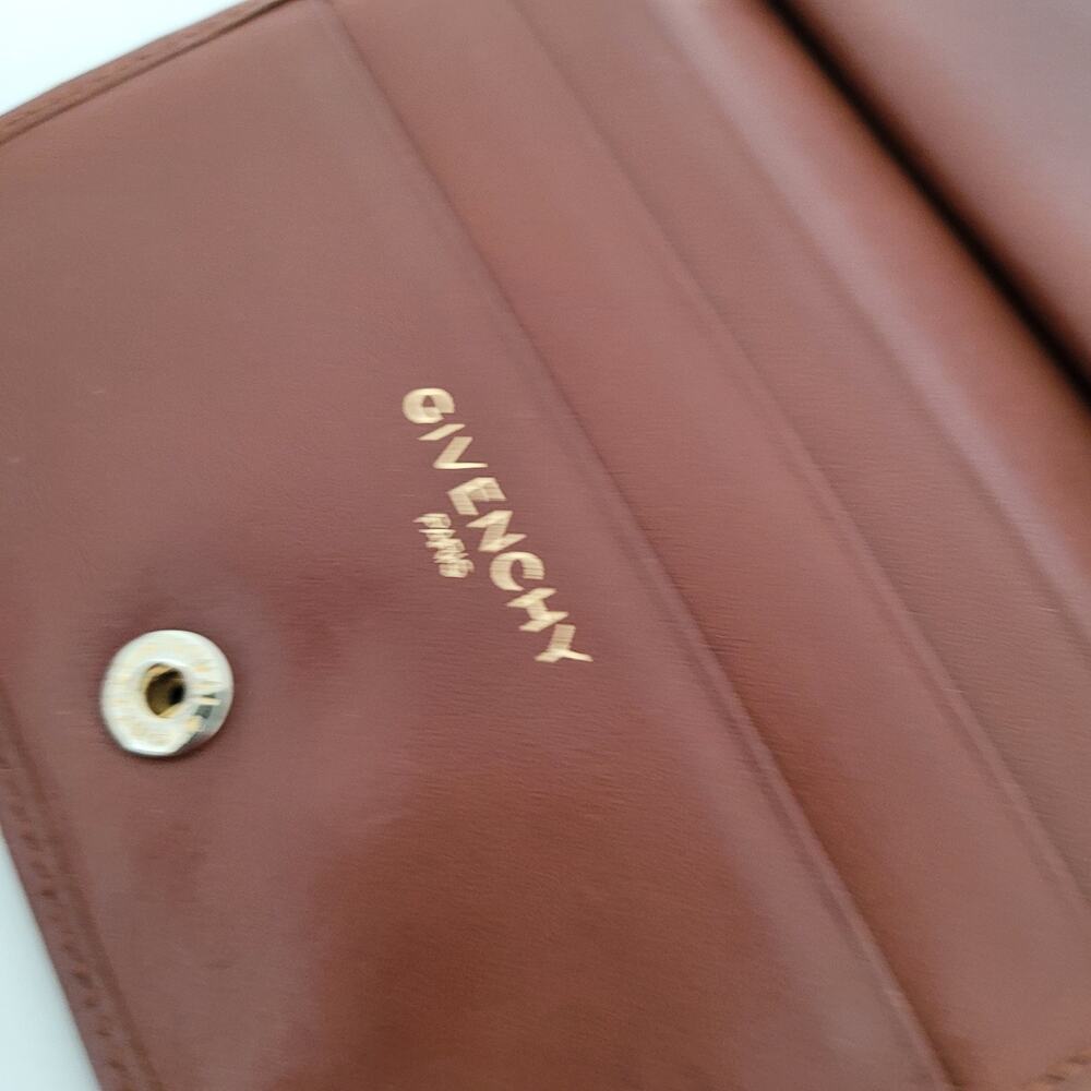 Givenchy Vintage Leather Wallet Brown Leather Bifold Medium Compact Kisslock - Picture 4 of 12